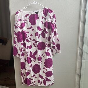 Ann Taylor Long Sleeve Dress - Purple Floral on White